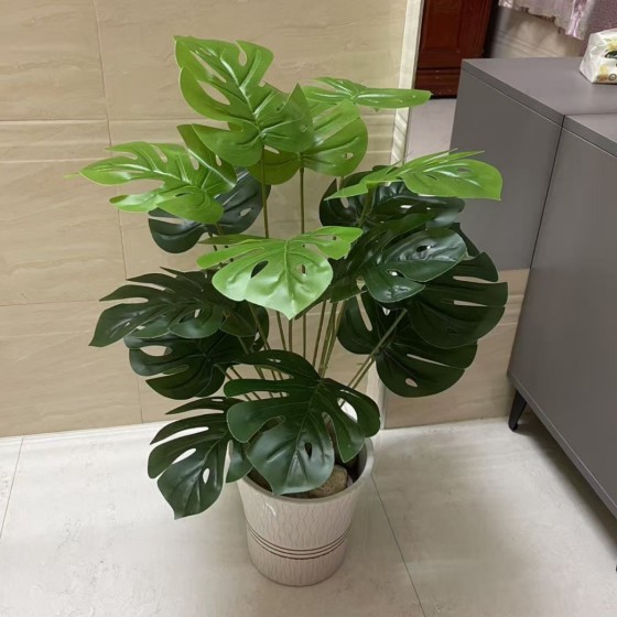 跨境仿真棕榈龟背竹绿植植物造景大型落地盆栽家居酒店装饰北欧