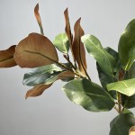 仿真玉兰叶植物批发 花瓶玉兰枝茶花摆件 绿植塑胶花造景插花装饰