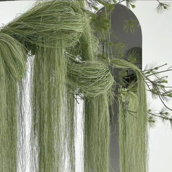仿真绿植拉丝水蜡叶水烛叶丝风干花束垂挂大型造景婚礼装饰花材