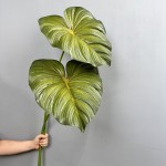 大型手感龟背叶龟背竹蔓绿绒仿真叶子绿植造景美拉德色系家居装饰