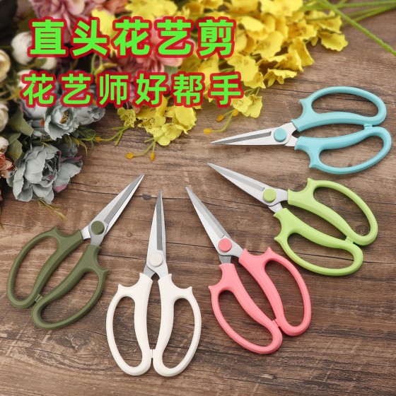 ins不锈钢鲜花剪加厚彩色园艺尖头剪刀花艺师插花剪修花枝园艺剪