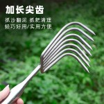 不锈钢一体钢柄小耙子园艺多爪耙松土耙子海鲜耙园林耙土蛤蜊工具