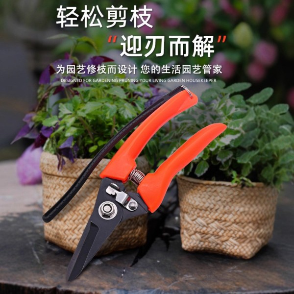 源头厂家不锈钢发黑修枝剪刀园艺树枝剪园林摘果神器花艺剪批发