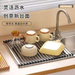 不锈钢水槽沥水架沥水卷帘可折叠碗盘筷架厨房沥水篮洗碗池杯架子