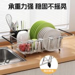 亚马逊可伸缩水槽碗碟沥水架水杯筷子餐叉收纳厨房台面碗碟置物架
