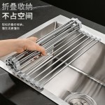 不锈钢水槽沥水架厨房可折叠水帘碗架果蔬水槽收纳沥水置物架