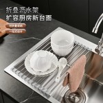 不锈钢水槽沥水架厨房可折叠水帘碗架果蔬水槽收纳沥水置物架