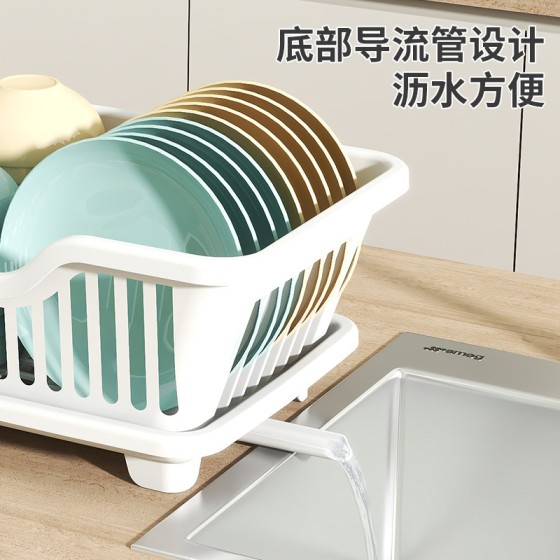 家用厨房沥水碗盘架 水槽置物架餐具台面大号加厚碗筷滤水收纳盒
