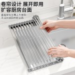 不锈钢厨房水槽沥水架水池可折叠沥水帘洗碗池碗盘架沥水篮置物架