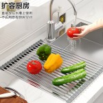 不锈钢厨房水槽沥水架水池可折叠沥水帘洗碗池碗盘架沥水篮置物架