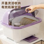 支持跨境厨房装餐具家用防尘带盖沥水碗柜碗筷收纳盒放碗碟收纳架