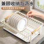 厨房家用碗碟沥水收纳架台面置物架带接水盘防潮碗盘托餐具架批发