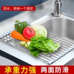 跨境不锈钢水槽沥水架厨房洗碗池可折叠沥水帘碗碟蔬菜水果收纳架