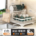 厨房置物架台面可折叠碳钢碗碟沥水架免安装收纳架现代简约
