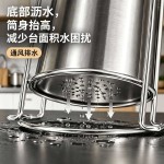 不锈钢筷子筒带支架家用厨房收纳筒饭店餐具刀叉勺子吸管收纳桶