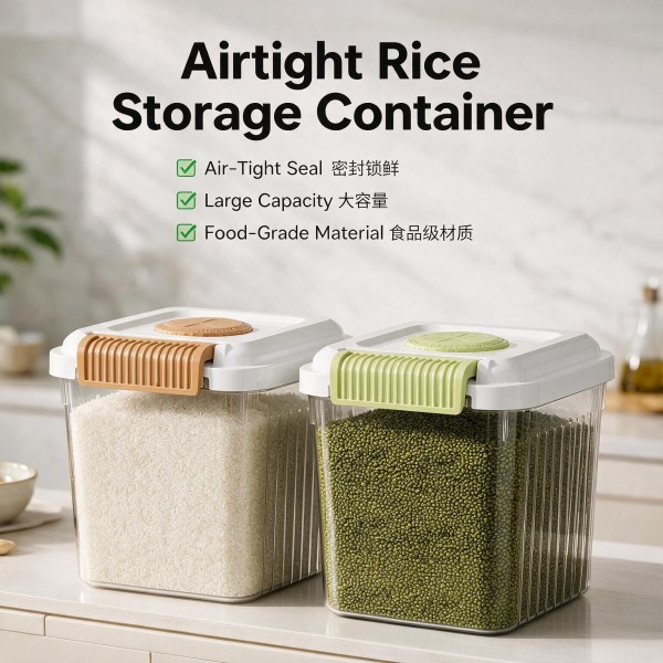 跨境家用米桶防虫防潮食品级五谷杂粮密封米缸米箱面粉高端储存罐