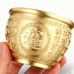黄铜米缸聚宝小米缸办公室玄关家居摆件黄铜百福缸大号批发