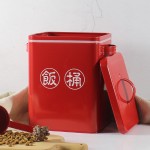 家用米桶10斤米面储粮桶杂粮防潮防虫密封米箱个性铁皮储物罐带勺
