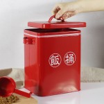 家用米桶10斤米面储粮桶杂粮防潮防虫密封米箱个性铁皮储物罐带勺