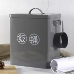 家用米桶10斤米面储粮桶杂粮防潮防虫密封米箱个性铁皮储物罐带勺