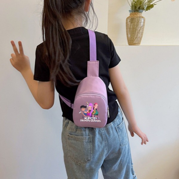 KPOP猎魔女团动漫卡通胸包周边印花单肩包跨境休闲儿童学生腰包包