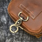 男士复古真皮腰包疯马皮双层穿皮带挂包头层牛皮手机包