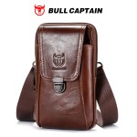 牛船长(BULLCAPTAIN)男士真皮单肩斜挎包5.5寸6寸穿皮带手机腰包
