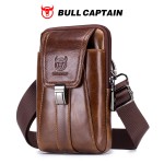 牛船长BULLCAPTAIN 手机小腰包男士多功能头层牛皮横竖款穿腰带包