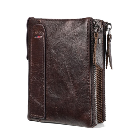 亚马逊牛皮钱夹rfid真皮男士男款钱包短款头层皮夹卡包钱包批发