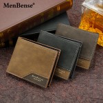 MenBense新款烫金印花男士钱包短款 合页磨砂多卡位大容量男钱夹