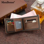 MenBense新款烫金印花男士钱包短款 合页磨砂多卡位大容量男钱夹
