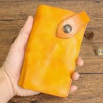 速卖通跨境钱包货源男士长款钱包手工抓皱植鞣皮钱包日系卡包皮夹
