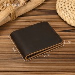 男士真皮短款钱包简约疯马皮休闲卡夹复古头层牛皮卡包Wallet