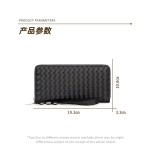 跨境新款男士长款钱包编织纹拉链手拿钱包多功能多卡位简约手抓包