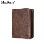 Menbense 钱包男士短款 跨境多卡位三折拉链零钱包时尚薄款卡包男