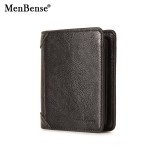 Menbense 钱包男士短款 跨境多卡位三折拉链零钱包时尚薄款卡包男