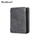 Menbense 钱包男士短款 跨境多卡位三折拉链零钱包时尚薄款卡包男