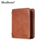 Menbense 钱包男士短款 跨境多卡位三折拉链零钱包时尚薄款卡包男
