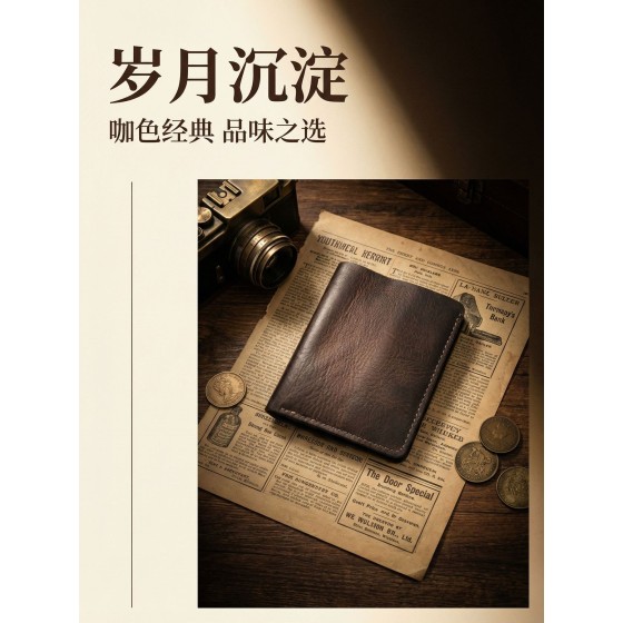 新款跨境真皮护照包头层牛皮手工擦色钱包复古耐用男士高端卡包