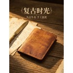 新款跨境真皮护照包头层牛皮手工擦色钱包复古耐用男士高端卡包