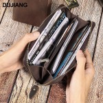 DUJIANG疯马皮钱包跨境多功能男士零钱包真皮手拿包卡包外贸热销