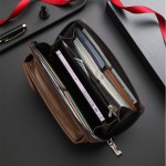 新款男士长款钱包多卡位拉链搭扣复古大容量手机多功能手拿包