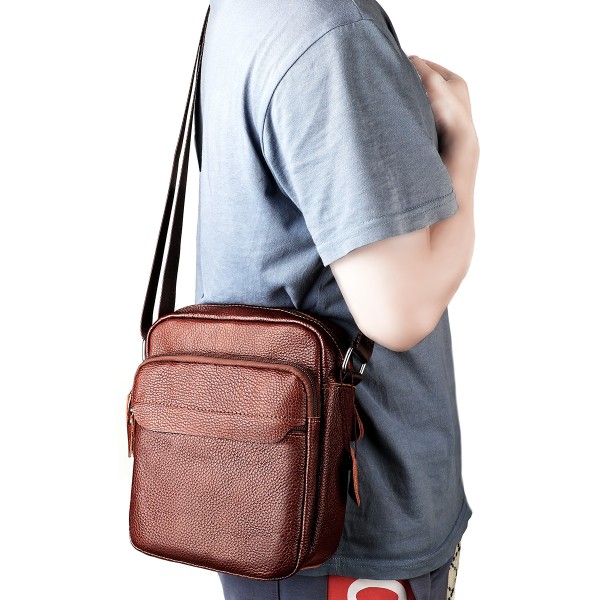 男士头层牛皮单肩包日常简约潮牌背包轻便男生斜跨包大容量menbag