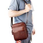 男士头层牛皮单肩包日常简约潮牌背包轻便男生斜跨包大容量menbag