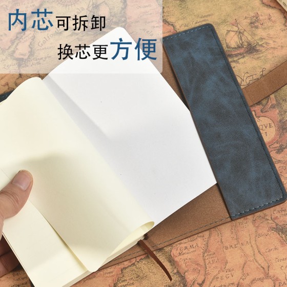 跨境手账本仿皮复古笔记本便携活页本创意旅行日记本现货可压logo