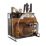 收纳架家用菜刀多功能刀具砧板一体厨房置物架菜板筷子筒锅盖架