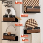 跨境爆款厨房胡桃木置物架免打孔锅盖架菜板案板收纳神器亚马逊