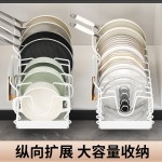 跨境锅盖架可伸缩厨房锅具收纳架橱柜内抽拉式置物架带滑轨锅架