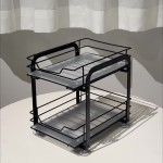 跨境新款抽拉式橱柜调料收纳架拉篮香料架调味品厨房下水槽置物架