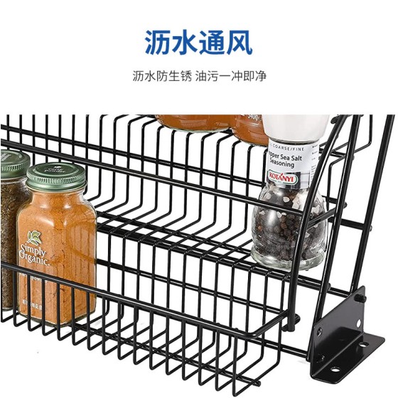 跨境厨房抽拉收纳架香料架橱柜收纳置物架铁艺桌面三层调料架批发